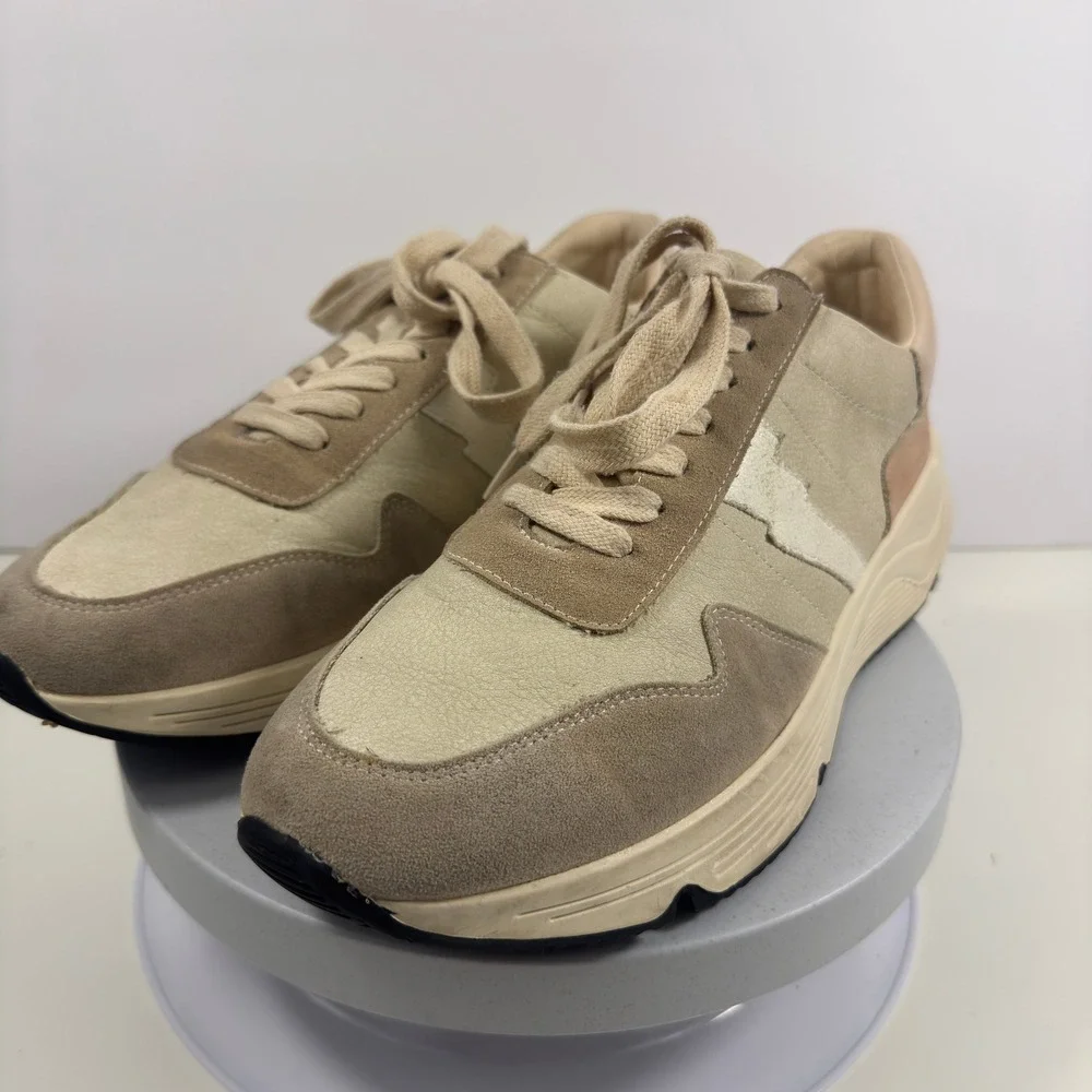 Oasis Society Chunky Sneakers Beige Suede‎ Leather Casual Retro Shoes Size 10